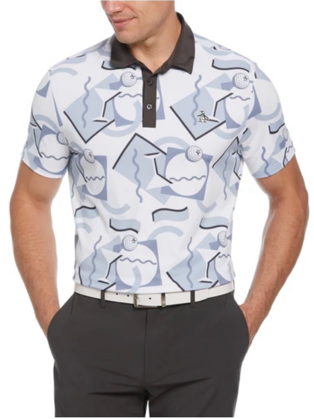 ORIGINAL PENGUIN Abstract Golf Print Polo Shirt XL